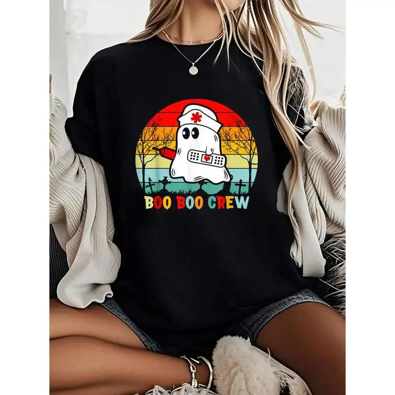 

Funny Nurse Ghost "Boo Boo Crew" Halloween Sweatshirt, Retro Spooky Doctor Gift, Medical Student Autumn Party Top