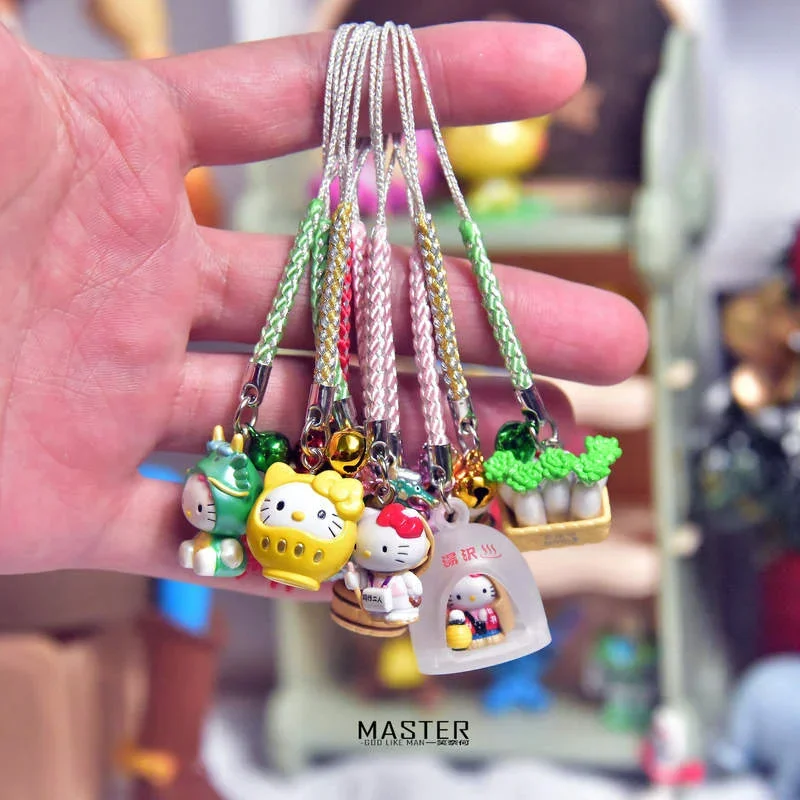 

Kittsy White Doll Various Shapes Cartoon Mobile Phone Rope Action Figure Model Key Chain Pendant