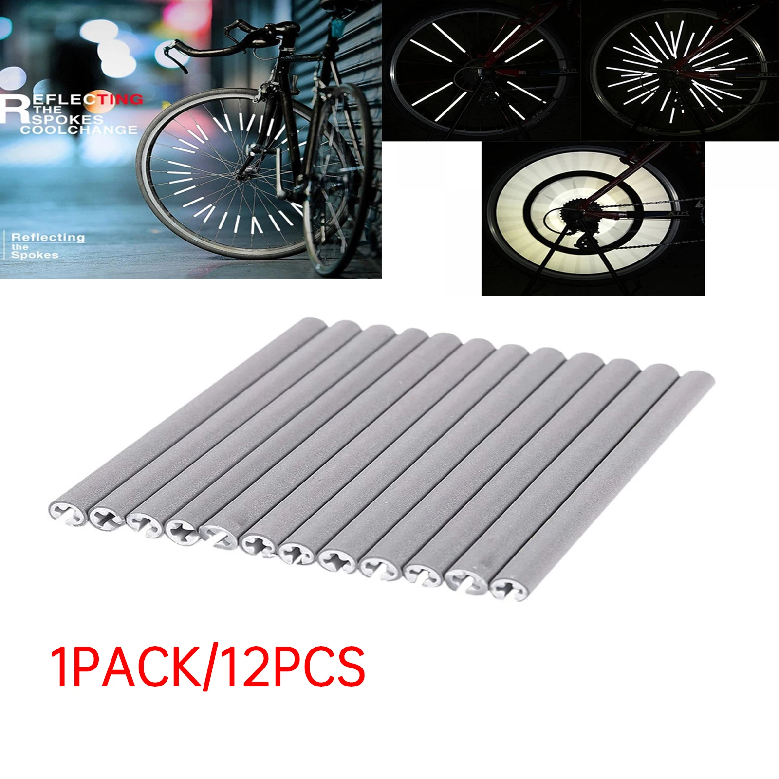 Image of 12-96PCS 8cm Speichen Reflektoren Fahrrad Set Fahrrad Rad Warnung Streifen Stahl Draht Lampe MTB Fahrrad reflektor Licht Sicher Reiten