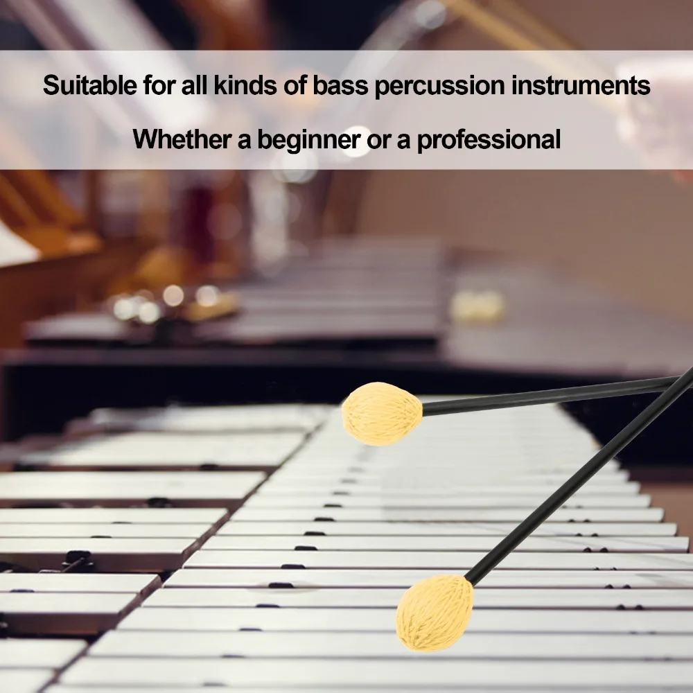 Carbon Fiber+Cotton Thread Marimba Mallets Yellow Black And Red Comfortable Hand Feeling Percussion Mallets Drum Stick Mallet