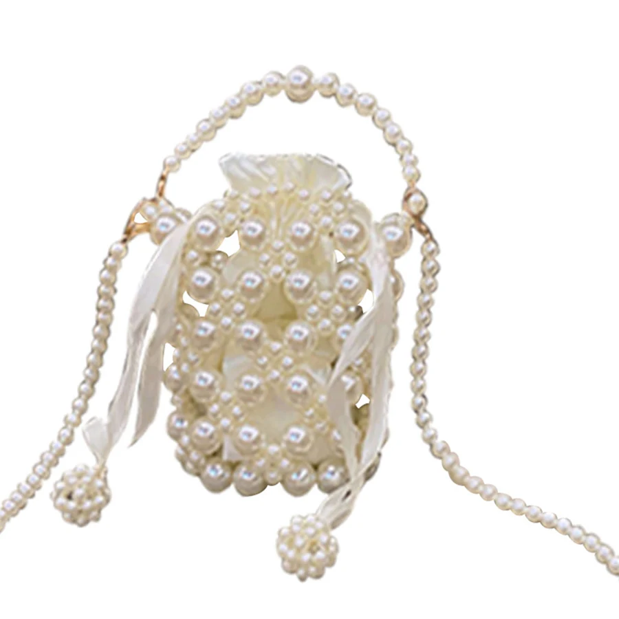 Purses and Handbags Cute Pearl Crossbody Bags for Women Mini Coin Pouch Tote Girl Party Clutch Summer White Beaded Shoulder Bags