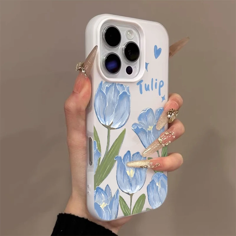 

INS Style Floral Pattern Phone Case For iPhone 17 16 Pro Max 11 13 12 14 15 8 7 Plus XS XR X 16E 17E 17 Air SE Shockproof Cover
