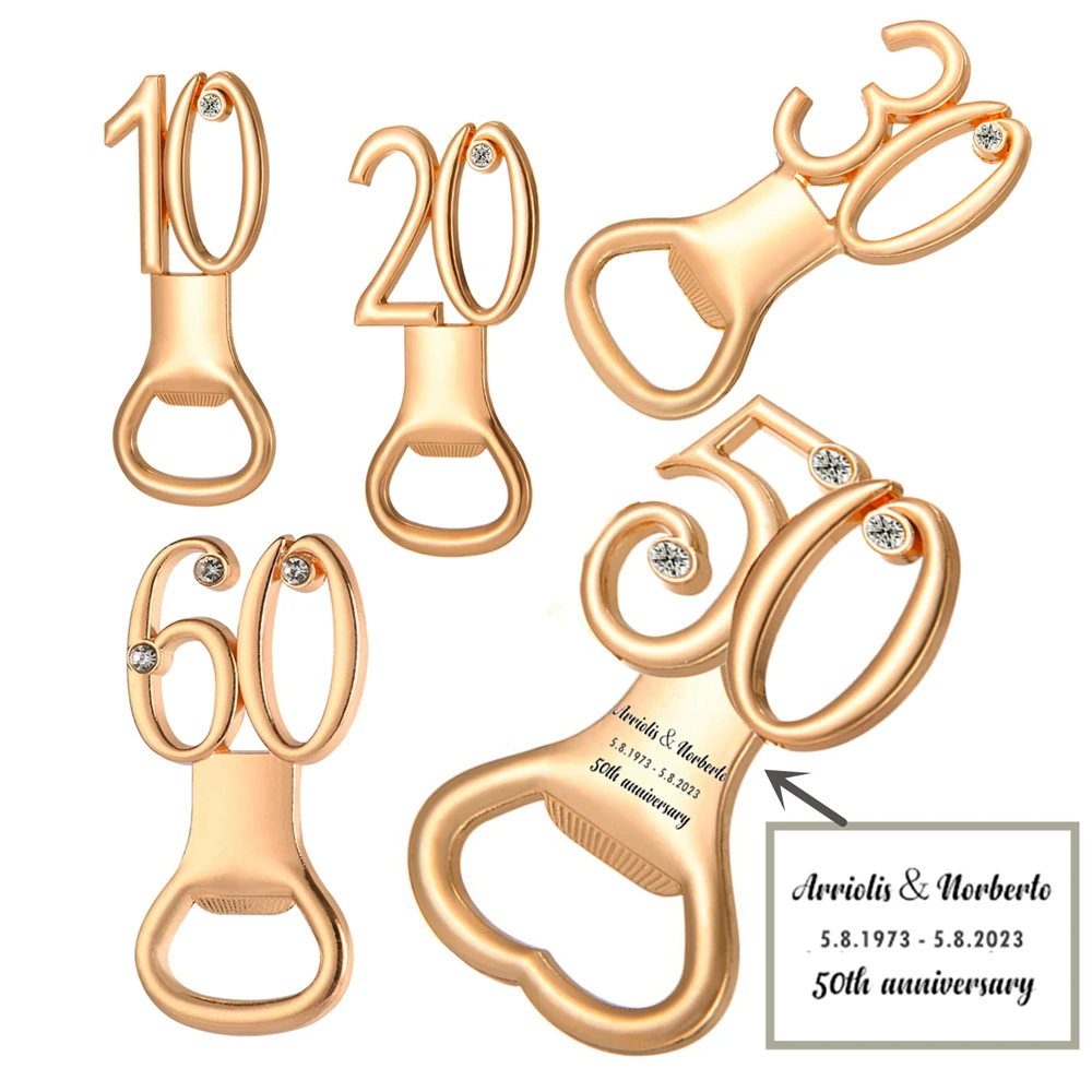 

20pcs Boxes Anniversary Decoration Gifts Golden 50 Year Bottle Opener for 50th Birthday Wedding Anniversary Party Supplies