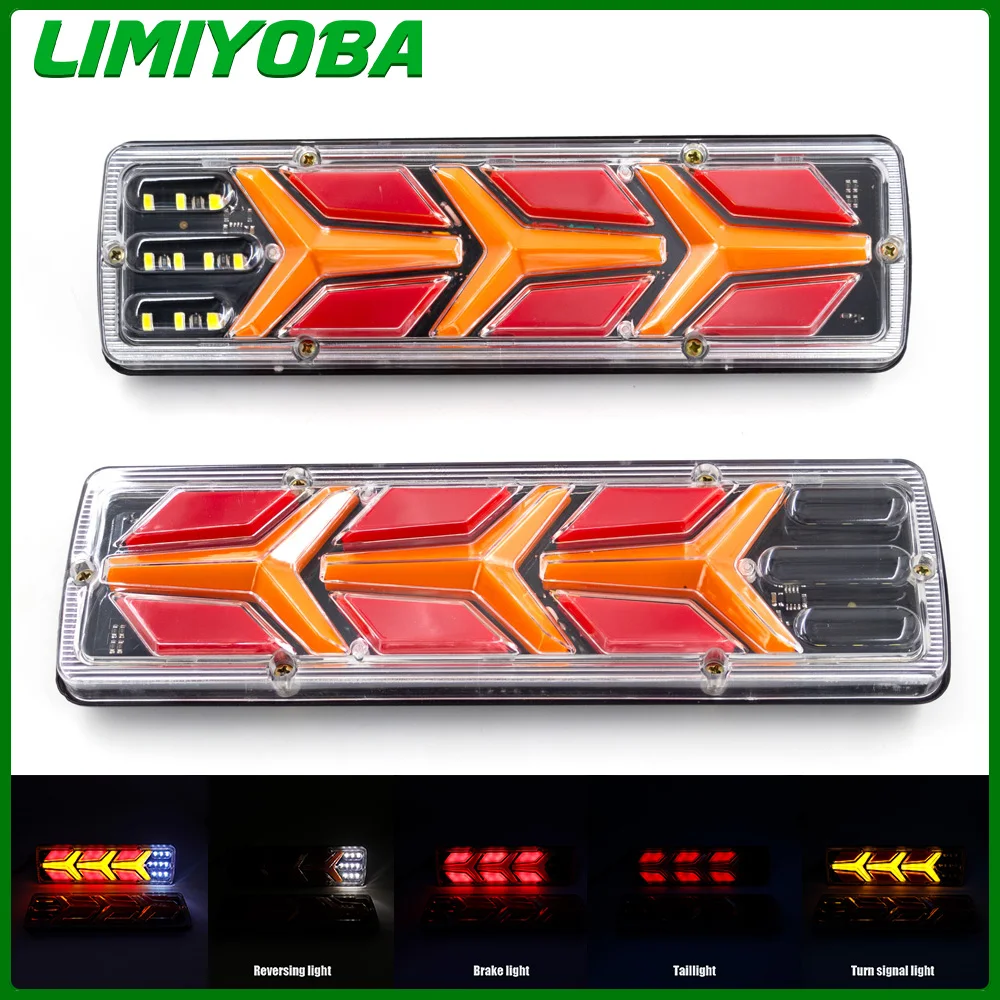 

2Pcs 12V 24V Trailer Trucks Car Tail Light Brake Reverse Signal Rear Lamp Waterproof Taillight Parts RV BUS Running Turn Signal