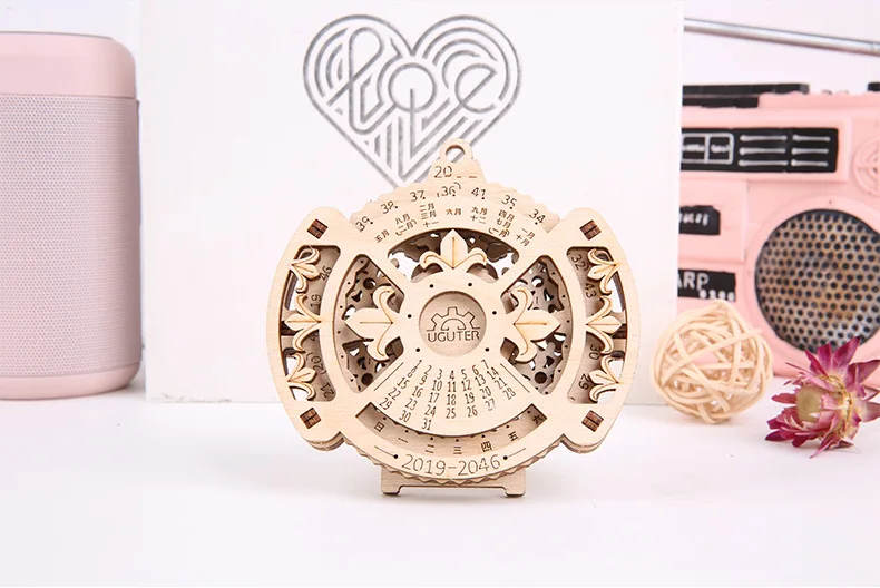 Houten mechanisch roterend model 3D driedimensionale puzzel Creatief geassembleerd eeuwigdurende kalenderornamenten Relatiegeschenken