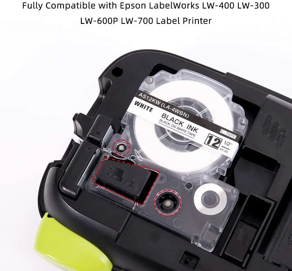 1PC SS9KW SS12KW 9/12/18/24mm Label Tape Compatible for Epson LabelWorks Lw400 LK4WBN LC-4WBN LC 4WBN9 Cartridge LW-300 Maker