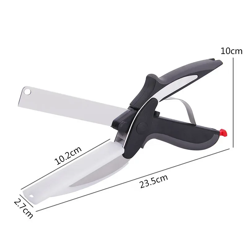 Stainless Steel Kitchen Scissors 2 In 1 Cutting Board Chopper Fruit Vegetable Multifunctional