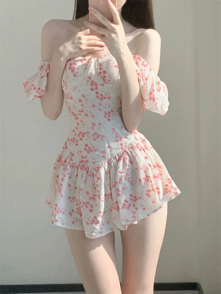 French Style Swimsuit Women's Summer 2023 New One-piece Dress Conservative Sexy Thin Cover Belly Small Chest Hot Spring Swimwear