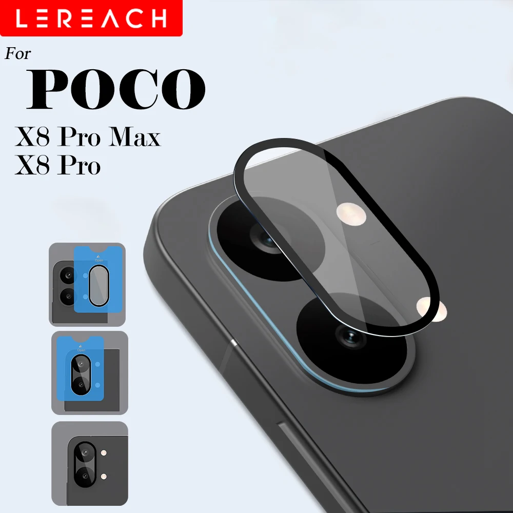 

Защитное стекло Lereach для камеры POCO X8 Pro Max X8 Pro с самоклеящейся рамкой, устойчивое к царапинам, высокопрозрачное