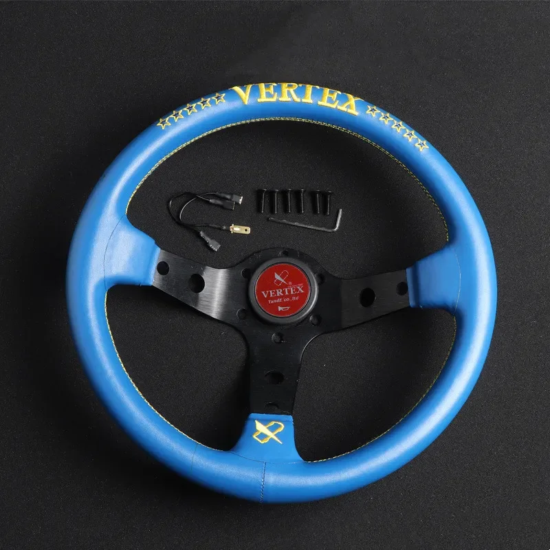

Car Refitting 13 Inch 320mm Red/ Blue Leather Sports Universal Steering Wheel