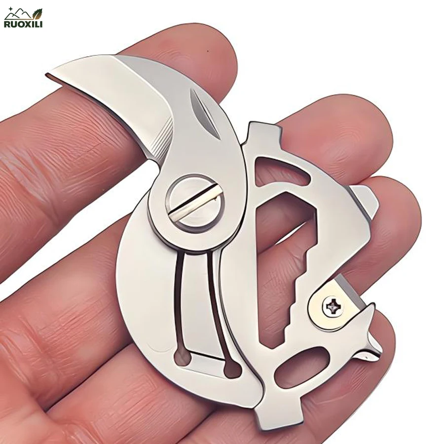 

1PCS Coin Round Steel Folding Blade Folding Knife Sharpener Pocket Folding Mini Gear Knife Survival, Outdoor Camping Accessories