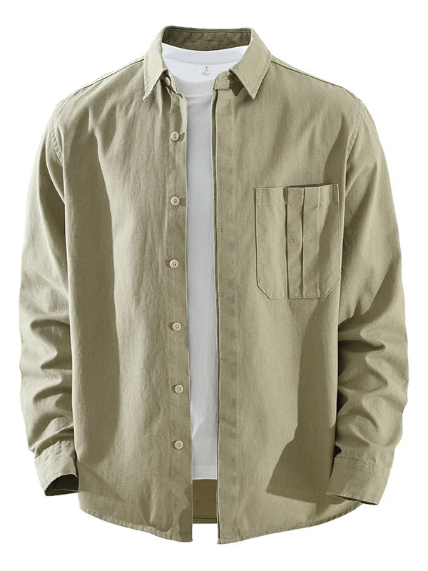 

Japanese Style Long Sleeve Cotton Casual Shirt Men's Fashion Artistic Color Loose Top Pure Cotton Collar Shirt