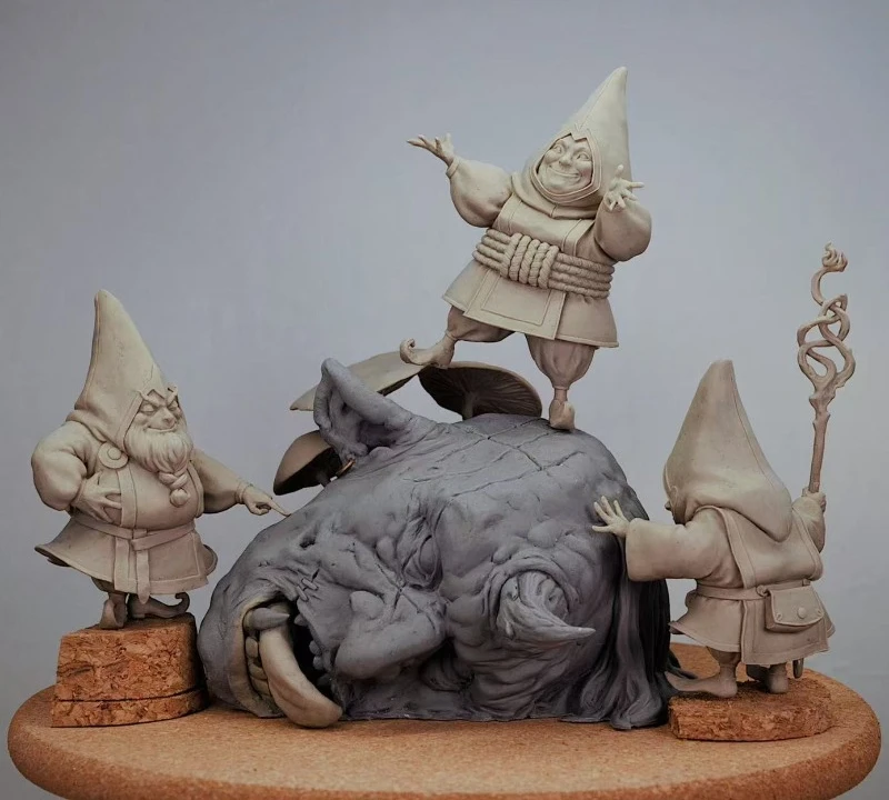 Die-Cast Resin Figure Model Kit Return To Nature Gnomes and Troll Head Hobby Miniature Toys Unassembled Unpainted DIY Diorama