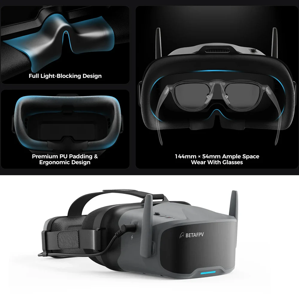 Betafpv vr04 óculos fpv hd/versão analógica 4.5 Polegada tela lcd com antena/bateria para aquila20 fpv kit quadcopter