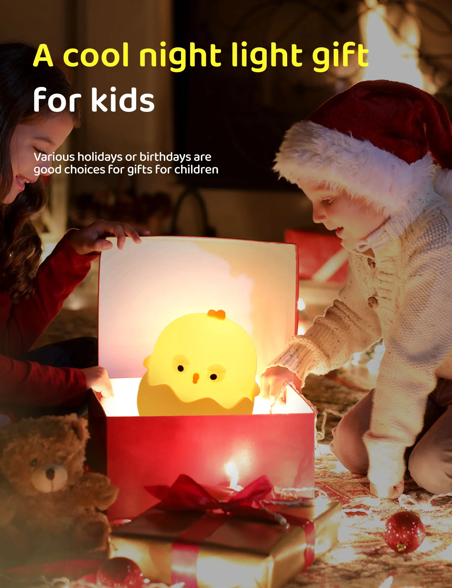 Night Lights Eggshell Chicken Silicone LED Light Children's Bedroom Decorate 7 Color Touch Adjustable Nightlight Indoor Lighting