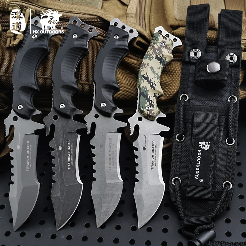 HX all\'aperto TRIDENT Survival Knife Army Hunting 58HRC Full Tang coltelli dritti strumento essenziale per strumenti di autodifesa all\'aperto