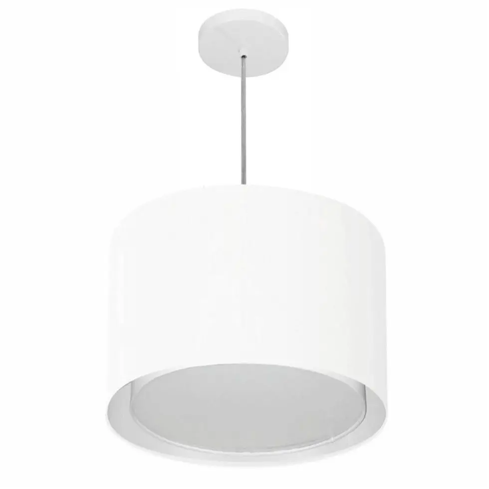 Double Cylinder Pendant Chandelier Md-4286 Dome Fabric 40x30cm White-Bivolt