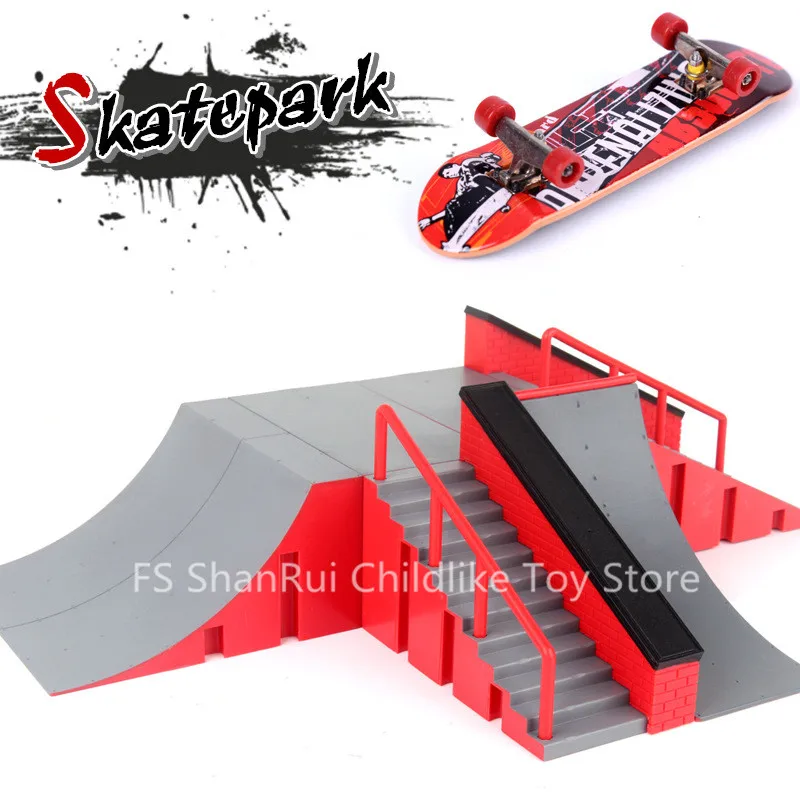 Finger Skateboards Skate Ramp Parts Set Toy Fingers Training Sport Finger Bike Fingerboard Toys Skate Park Ramp Toy for Children