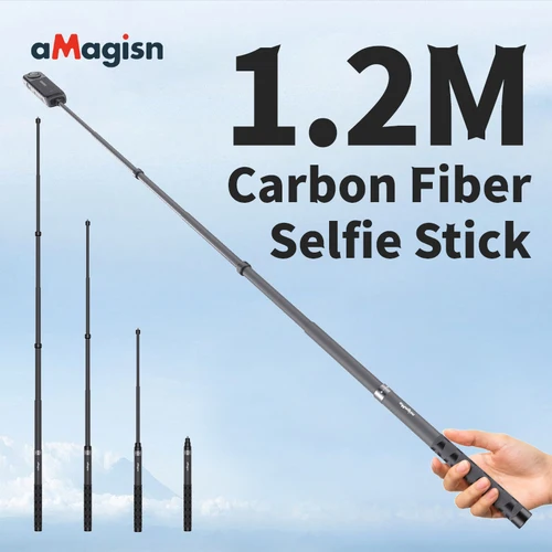 Palo de Selfie Invisible de tracción recta para AMagisn, monopié extendido de fibra de carbono para Insta360, accesorios de cámara GoPro, 1,2 M