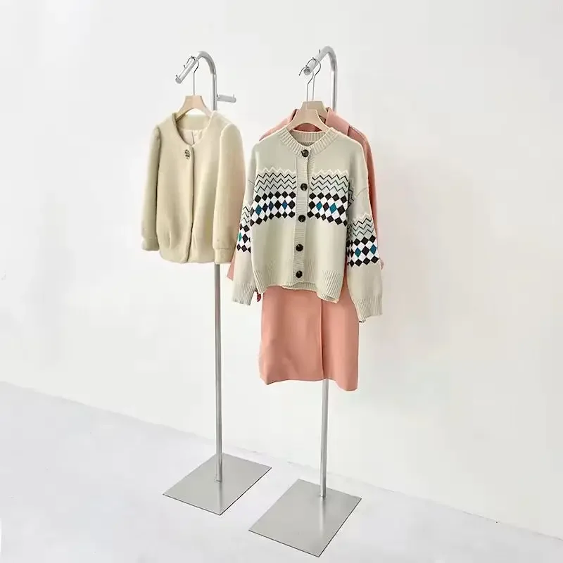 Positive display rack, stainless steel hanger, special shelf for clothing store, photo in live stream, women's floor-to-ceiling