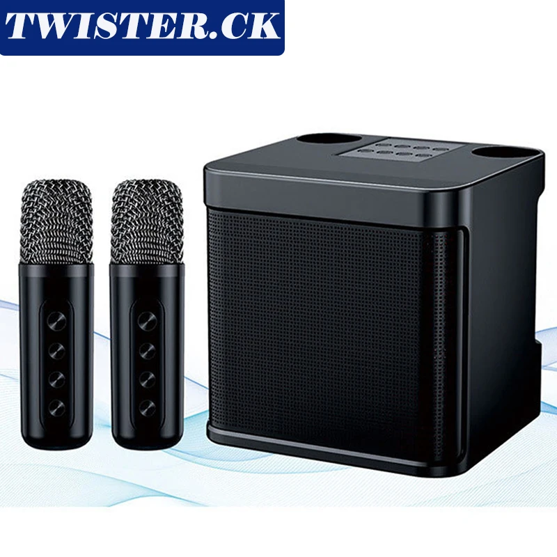 

KD203 Karaoke Machine With Dual Microphones Change Voice Functions Portable Speaker Studio Subwoofer AUX TF Card U Disk Player