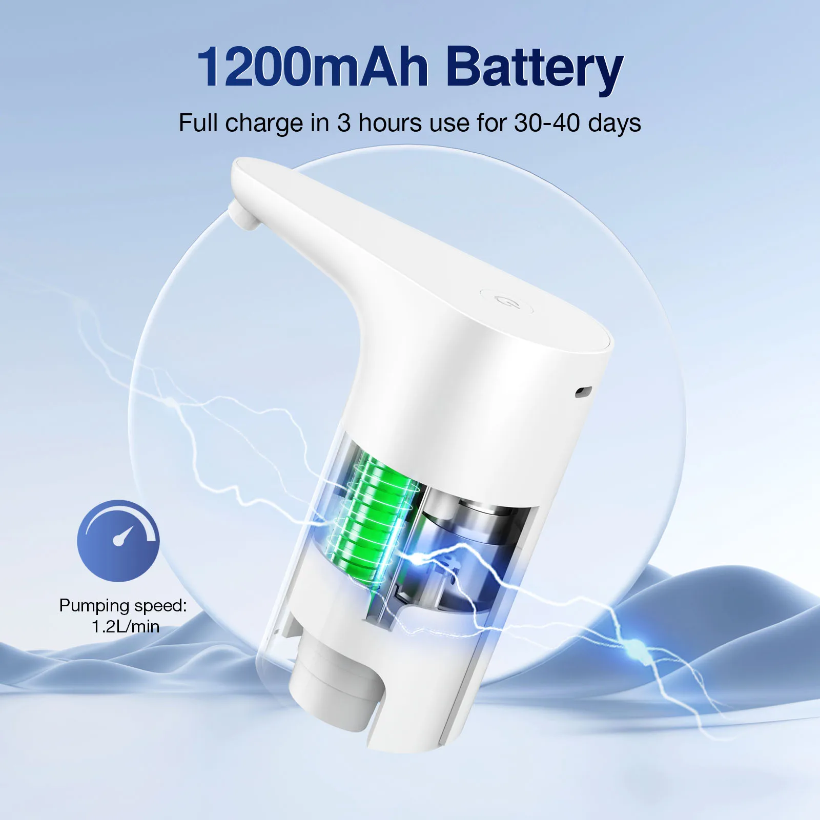 1hora bomba de água elétrica garrafa de água bomba 5 galões automático potável portátil dispensador de água elétrico interruptor 1200mah tipo c