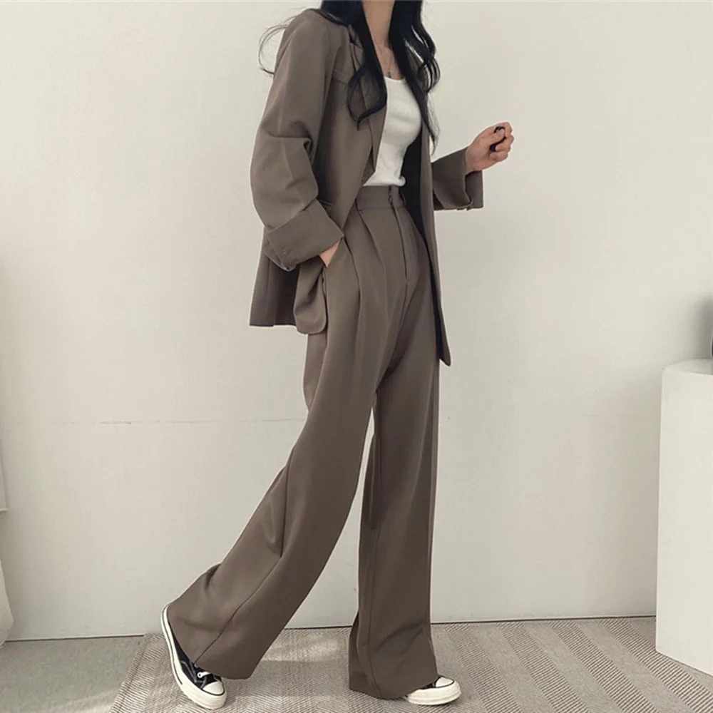 Autunno Casual blazer Pant set donna 2024 autunno 2 pezzi set monopetto Office Lady Pantsuit Solid pantaloni cappotti top Suit