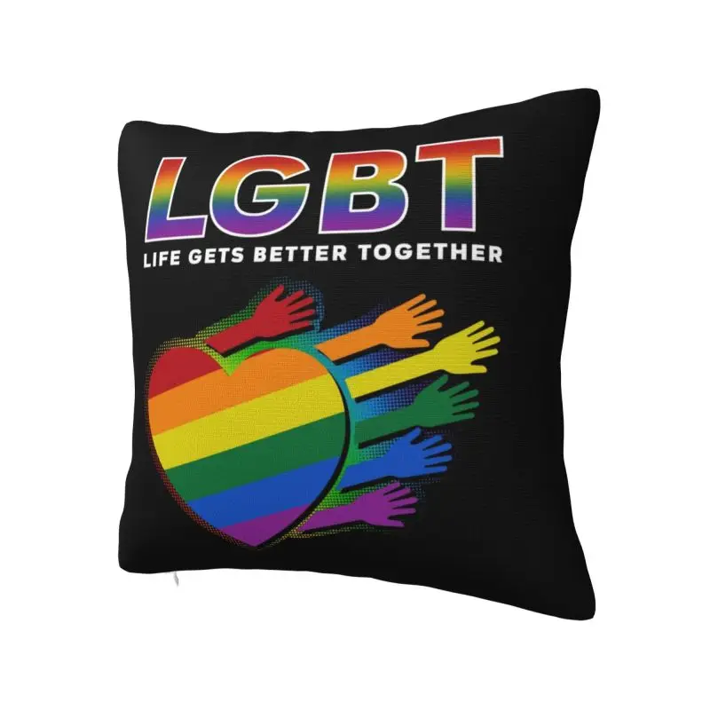 Luxury LGBT Heart Rainbow Cushion Cover 45*45 cm Polyester Gay Pride Throw Pillow Case Decoration Bedding Sofa Pillowcase