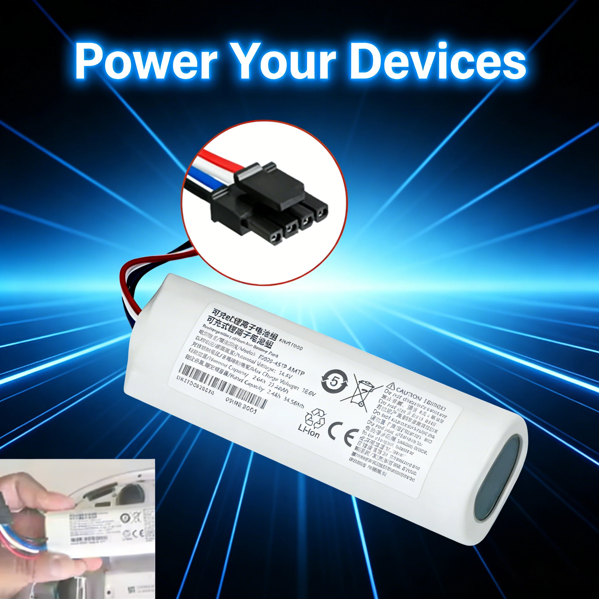 

3500mAh 14.4V Replacement Battery for Xiaomi Vacuum Mop 2C XMSTJQR2C/Trouver Finder RLS3 LDS Robot Cleaner P2026-4S1P-MMBK