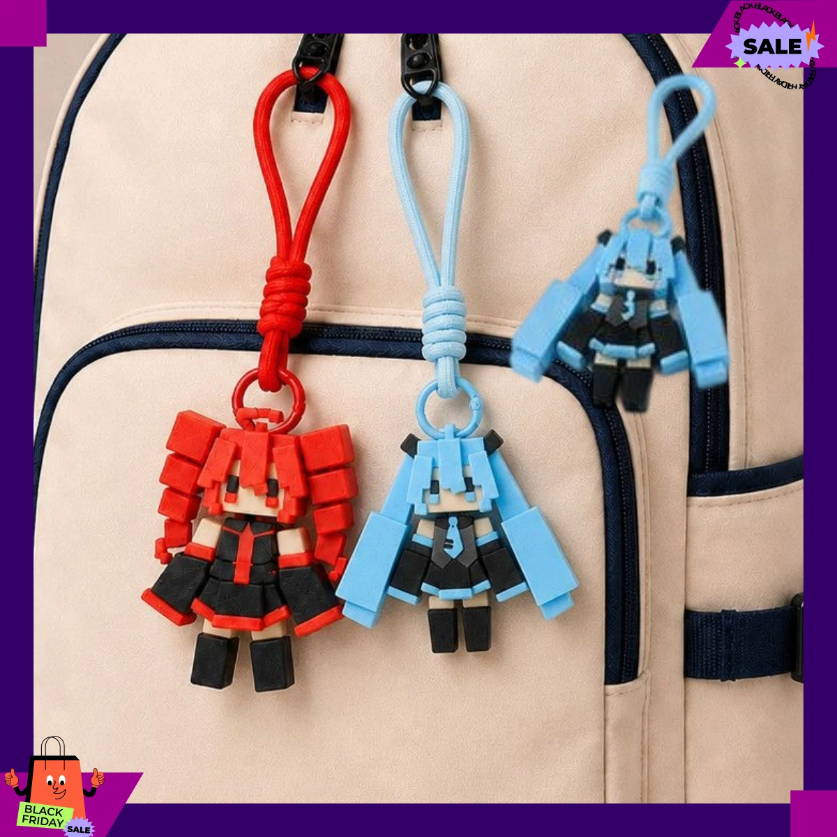 2個入り-初音ミク-バッグチャーム-アニメ-かわいい-テト-キーホルダー-スクールバッグの飾り-ボーカロイドグッズ-ファン向けギフト-卸売