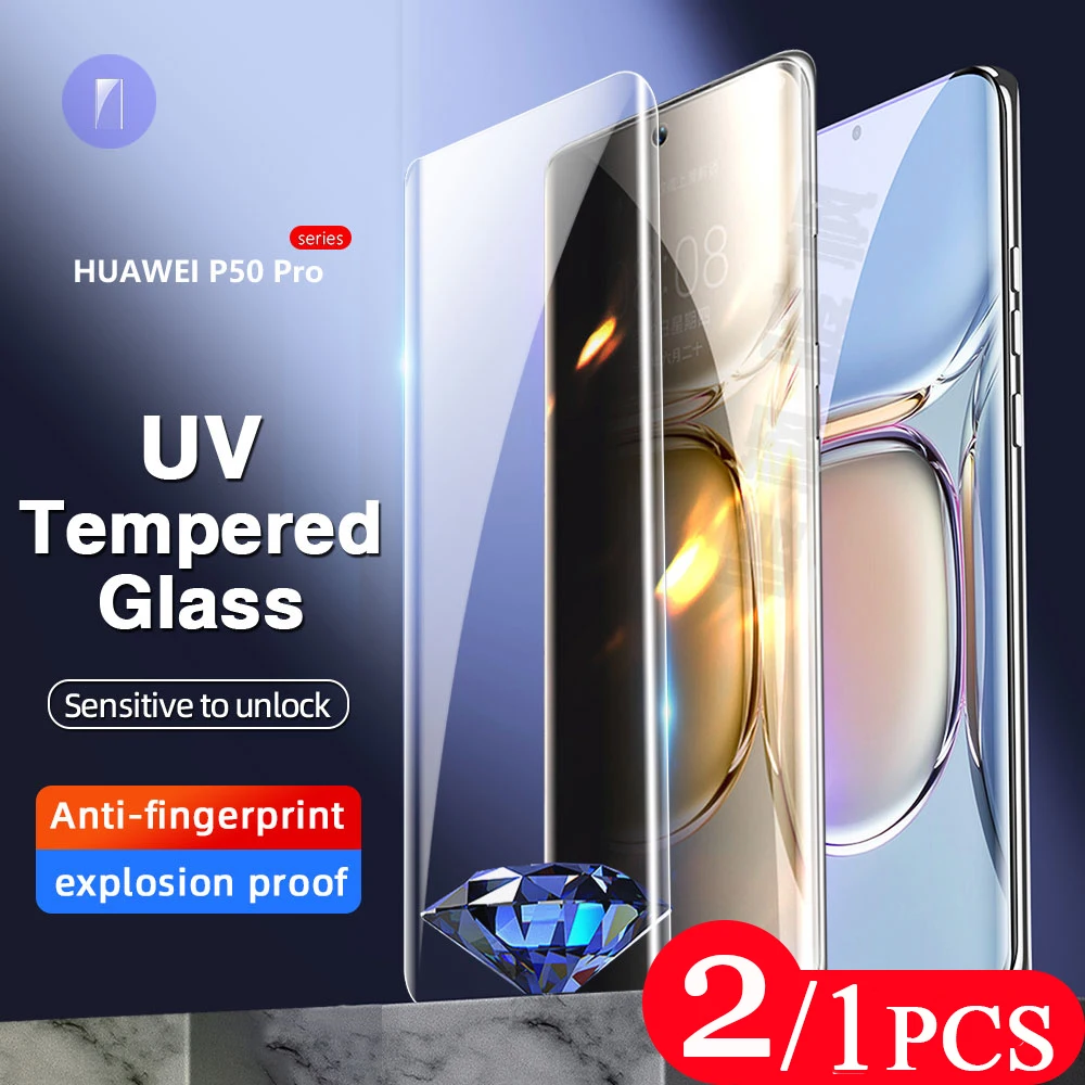 2/1 шт. чехол из закаленного стекла для Huawei P30 P40 P50 pro plus УФ-стекло Защита для экрана телефона защитная пленка