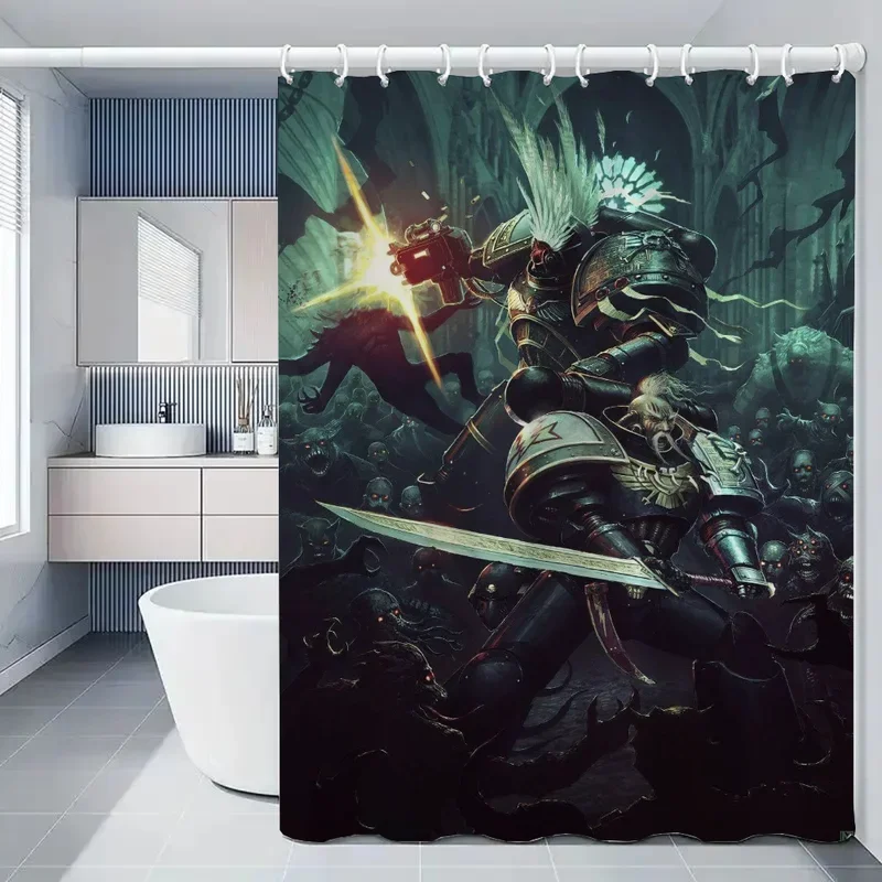 Shower Curtains for Bedrooms W-Warhammer Bathroom Curtain Bath Folding Partition Accessories Waterproof Fabric Things the Set