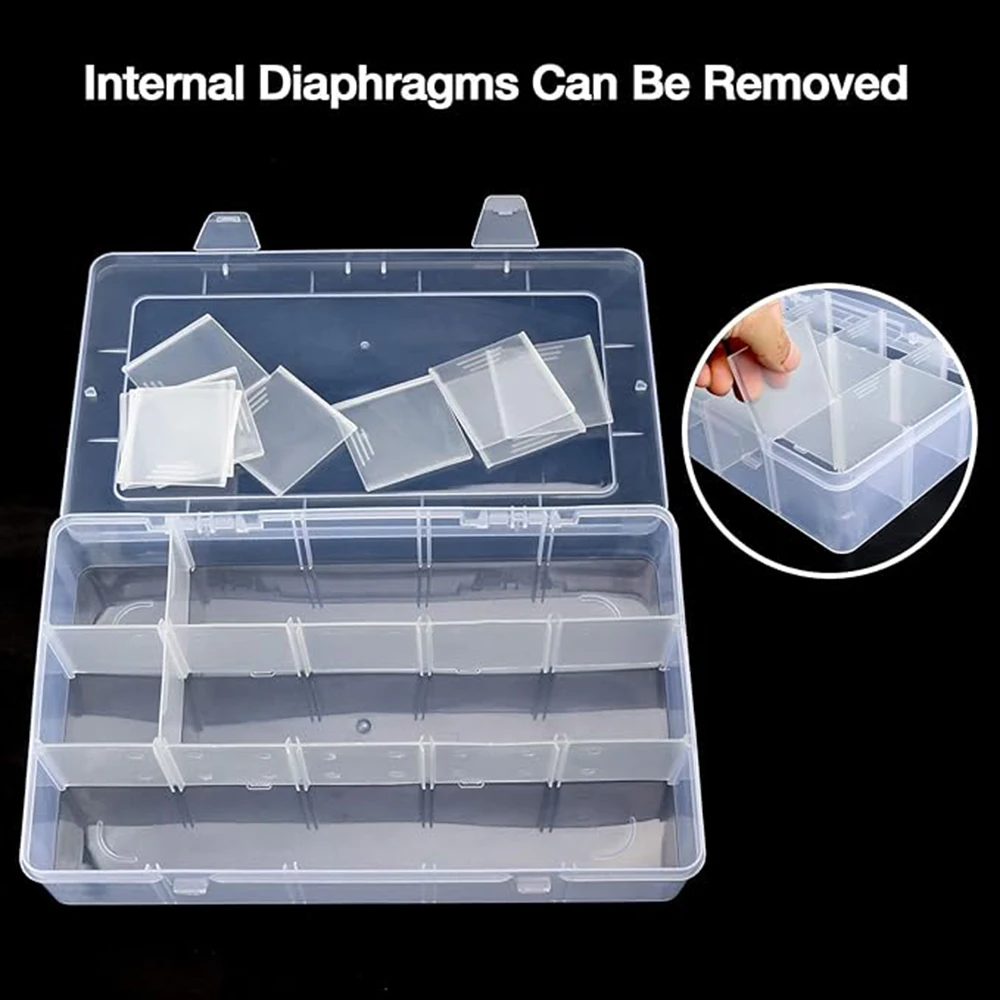 صندوق منظم بلاستيكي مكون من 15 شبكة مع فواصل، حاوية لأشرطة واشي، المجوهرات، الحرف اليدوية، أدوات الصيد، تخزين الخرز، الحرف اليدوية