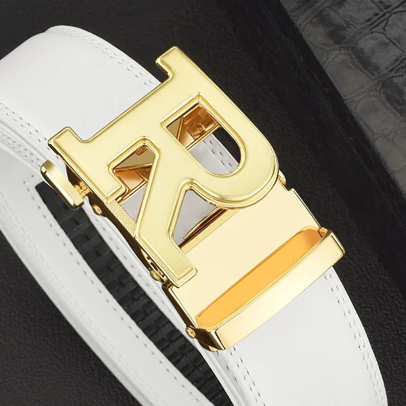 

Высокое качество 2025 Hot R Letter Роскошный мужской белый дизайнерский модный ремень Широкий повседневный деловой классический поясной ремень Ceinture Homme