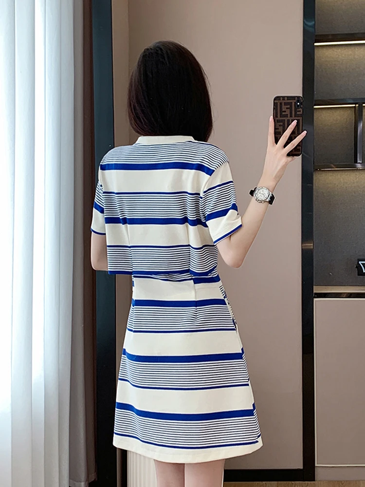 NYelasticity-Robe rose pour femmes, grande taille, manches courtes, t-shirt deux faux, style coréen, été 2025