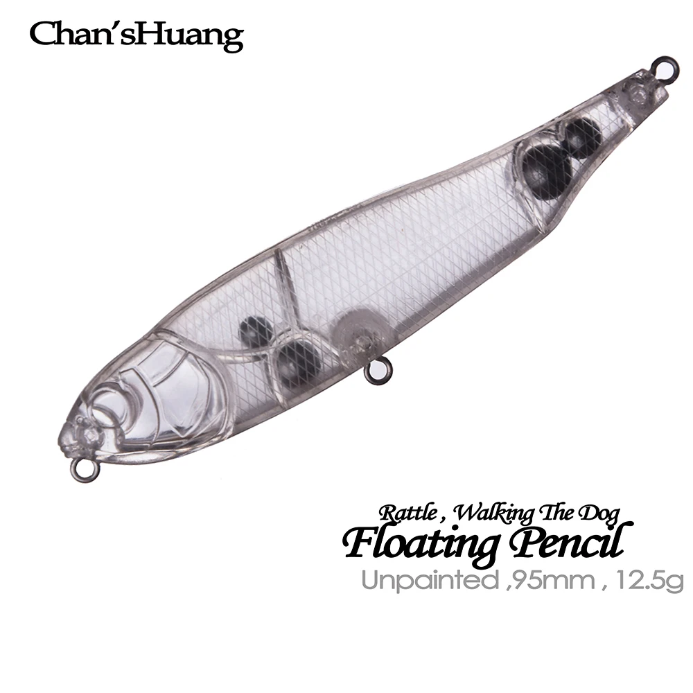 

Chan’sHuang 20PCS Unpainted Blanks Bait 95mm 12.5g Rattle Floating Pencil Walking The Dog DIY Artificial Fishing Lure