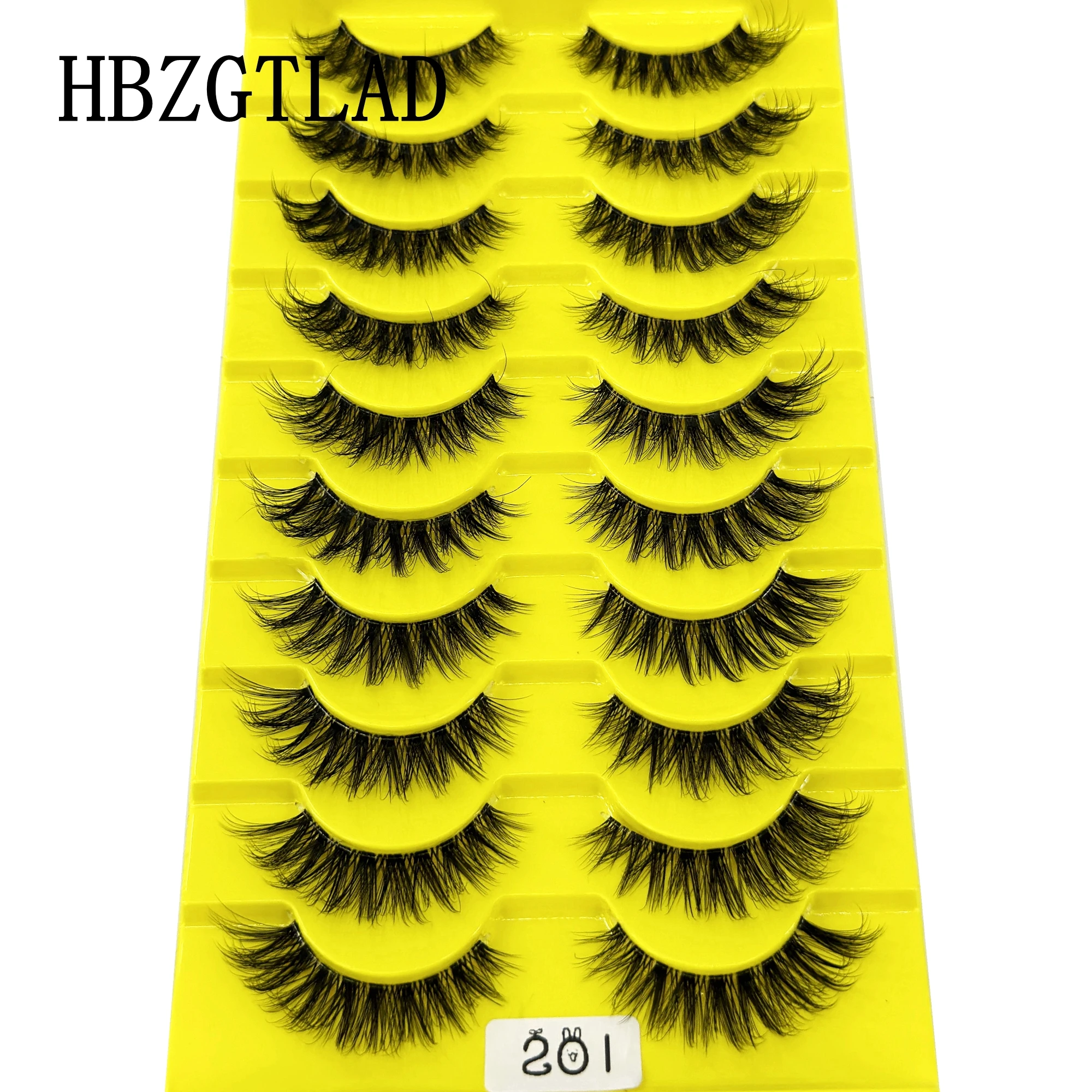 HBZGTLAD 10Pairs Transparent Band Lashes Natural Long 3D Faux Mink False Eyelashes Handmade Fluffy Volume Eye Lash Cilios Makeup