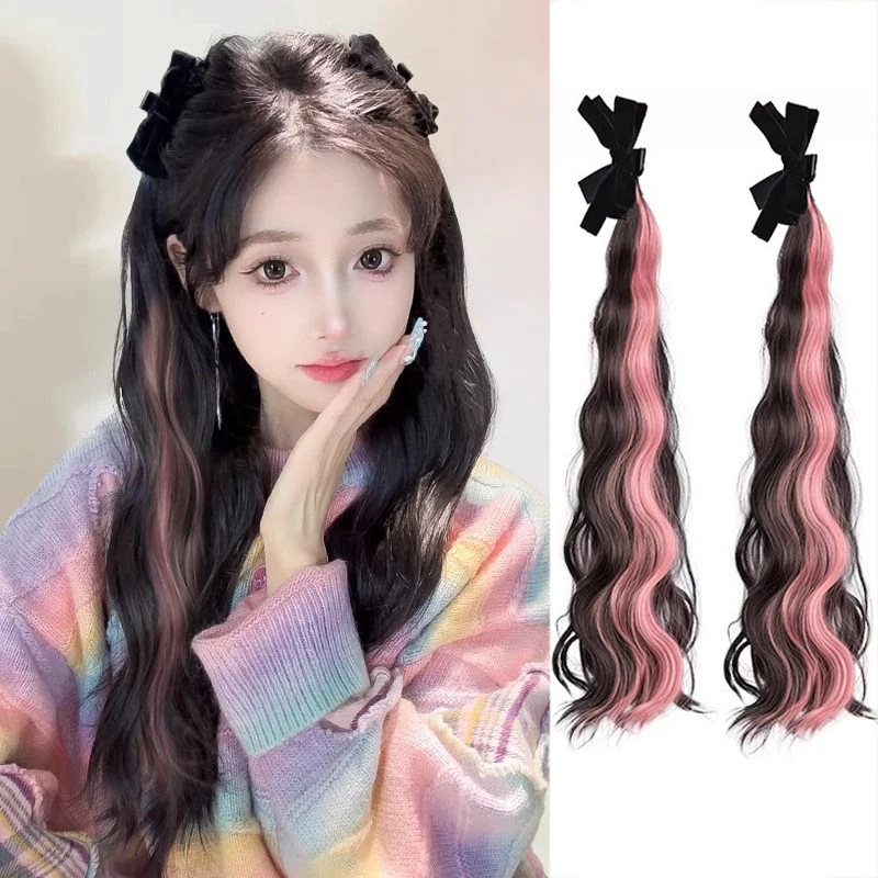 

Двойные хвостики с ручным галстуком-бабочкой, естественная и реалистичная женская прическа, сказочные уши, длинные косы.