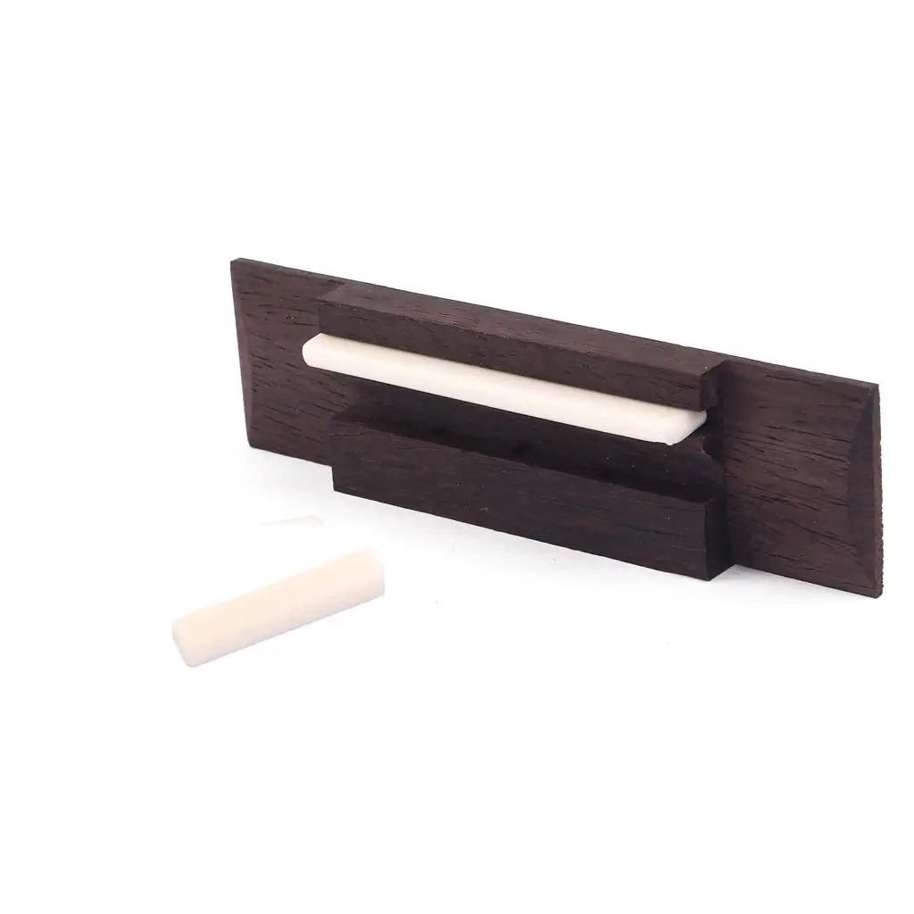 Cigar Box Guitar Bridge Rosewood Bridge Replacement Part Bone Saddle Nut for Three String Acoustic Guitar Wood Peg