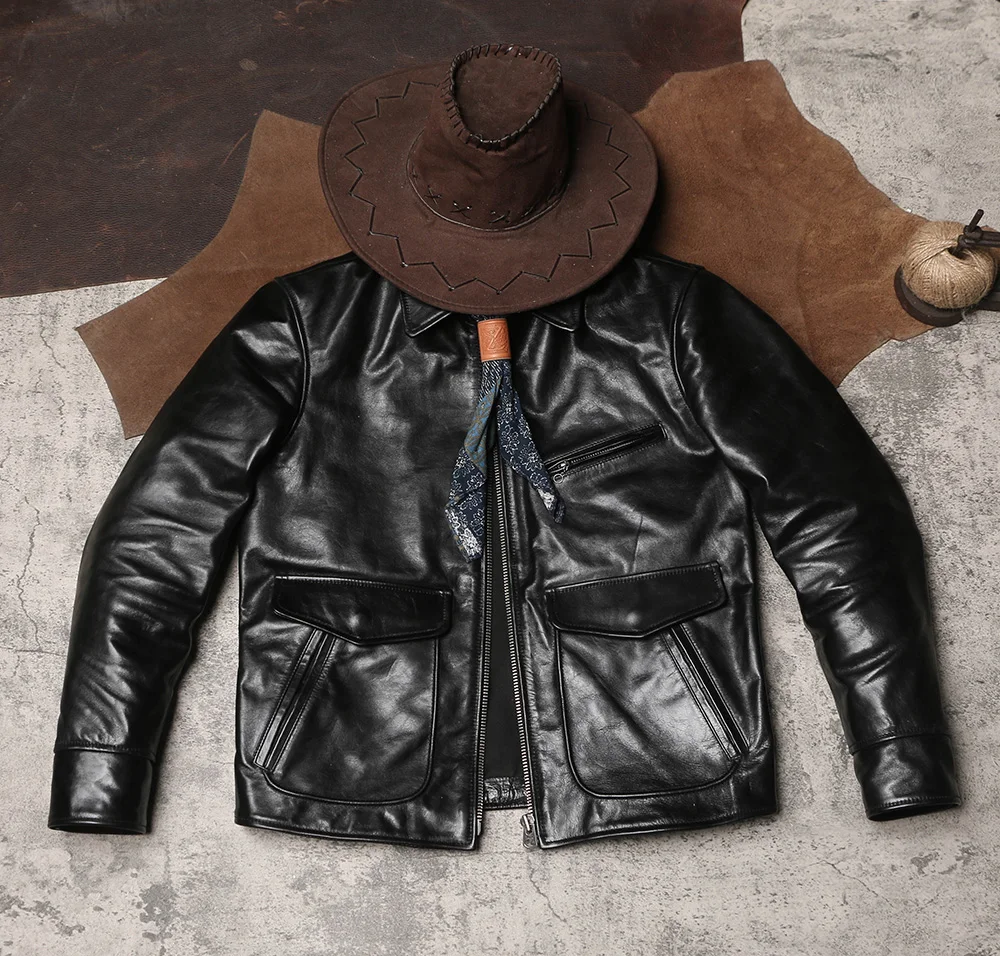 

DSH1050 Asian Size Super Top Quality Heavy Genuine Japan Teacore Horse Leather Slim Classic Horsehide Stylish Rider Jacket