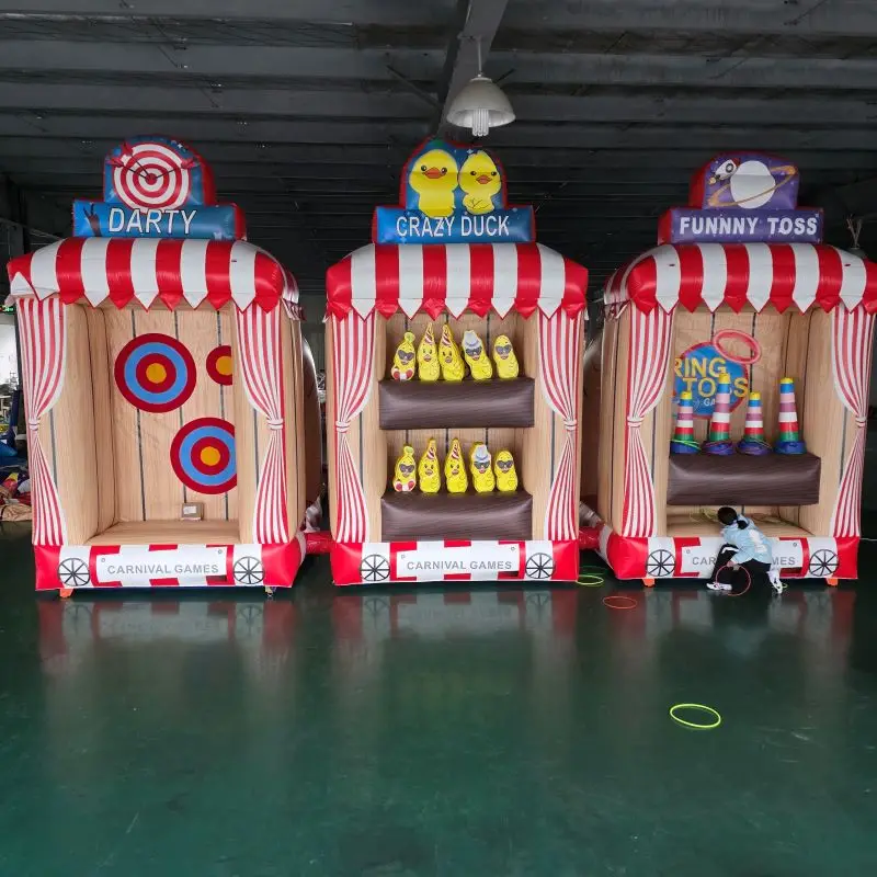 

3 in 1 Inflatable Carnival Bundle Game Sport Games Soccer Dart Knock Down Ring Ross Game For Adult Kids Party