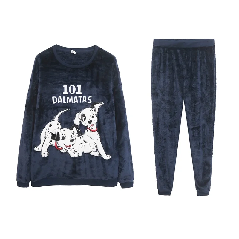

Adorable Cartoon Double-Faced Velvet Sleepwear Home Clothes Set with Shoulder Rank Embroidery Pattern for Men And Women