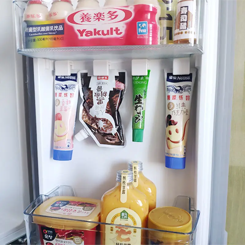 Refrigerator Side Door Storage Rack Clip Kitchen Hose Sauce Condensed Milk Mustard Fixed Wall Hanging Punch-free Installation