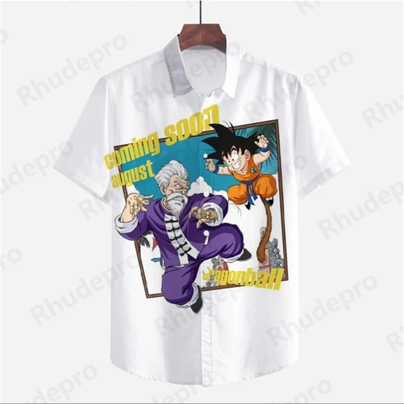 

Men's Shirt Dragon Ball Z Y2k Clothes 2025 Beach Style Short Sleeve Seaside Trip Cute Harajuku Fashion Super Saiya 5XL Summer