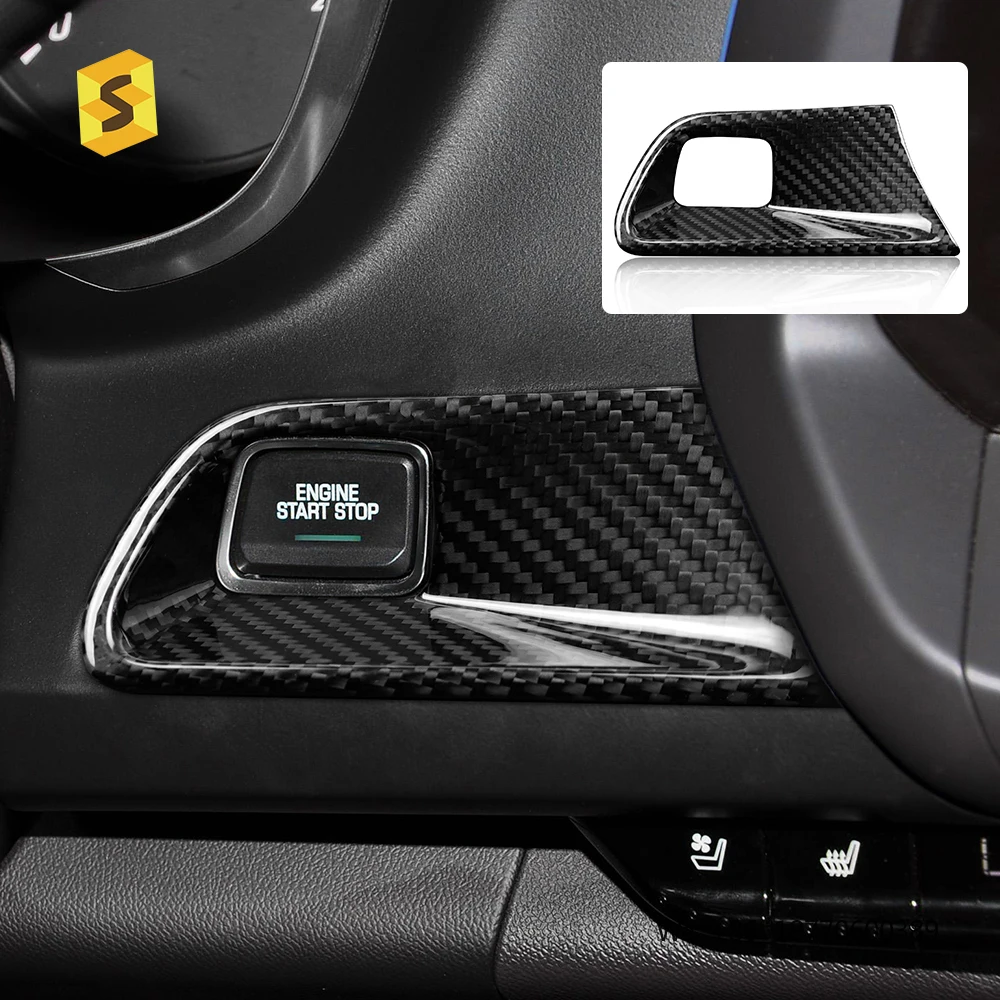 

Shasha Dry Carbon Fiber Interior Start Stop Button Trim Overlay Dry Carbon Interior Accessories for Chevrolet Camaro 2016-2023