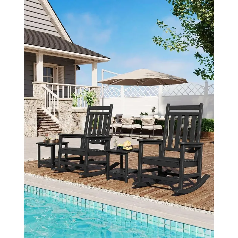Outdoor Rocking Chair, All-Weather HDPE Patio Rocking Chairs for Adults, 380lbs Weight Capacity, Ergonomic Design, for Porch