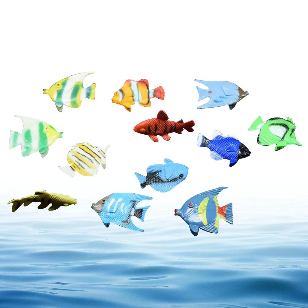 12pcs Mini Ocean Animal Tropical Fish Figure Model Preschool Kids Educational Toys mini fish toys mini plastic fish model