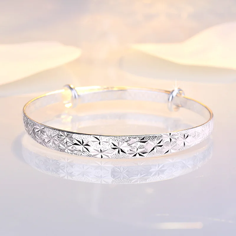 999 Sterling Silver Original romantic Gypsophila star Bangles for women bracelets fashion party wedding accessories jewelry