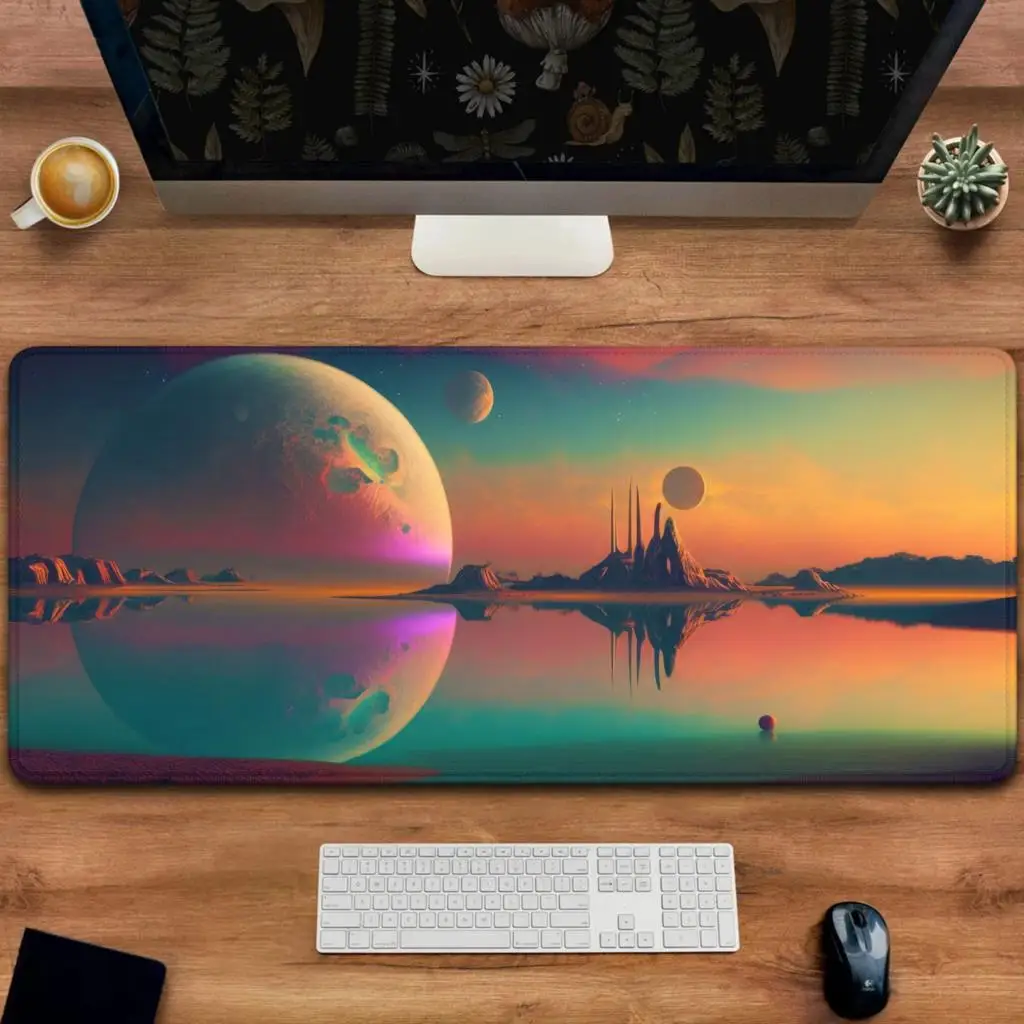 Gaming Mousepad For Computer Planet Scenery Sci fi Digital Art Mouse Pad For Keyboard Mouse Pc Laptop Desk Pads Table Mat