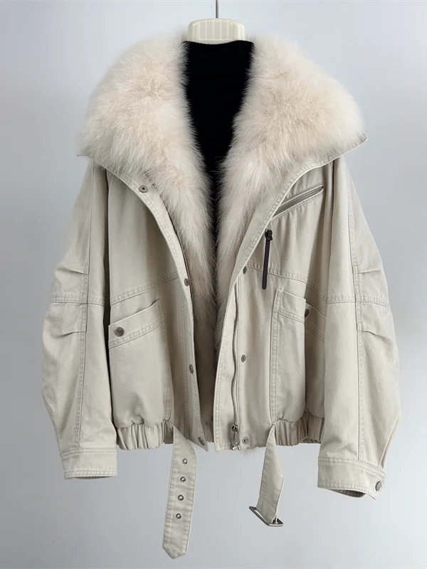 เสื้อโค้ทแฟชั่นผู้หญิง เสื้อแจ็คเก็ตยีนส์ เสื้อพาร์กา เสื้อแจ็คเก็ตพัฟเฟอร์ เสื้อโค้ทขนสุนัขจิ้งจอกแท้สำหรับฤดูหนาว เสื้อแจ็คเก็ตขนห่าน เสื้อคลุมกันหนาว